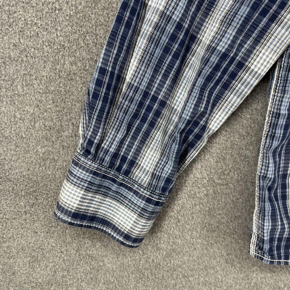 American Rag Cie Shirt Mens Extra Large Blue Plaid‎ Hooded Button Down Cotton - Picture 6 of 16